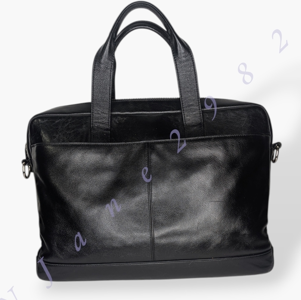Coach Hampton F54801 Black Leather Briefcase Laptop Crossbody Bag Business Tote - Picture 2 of 16